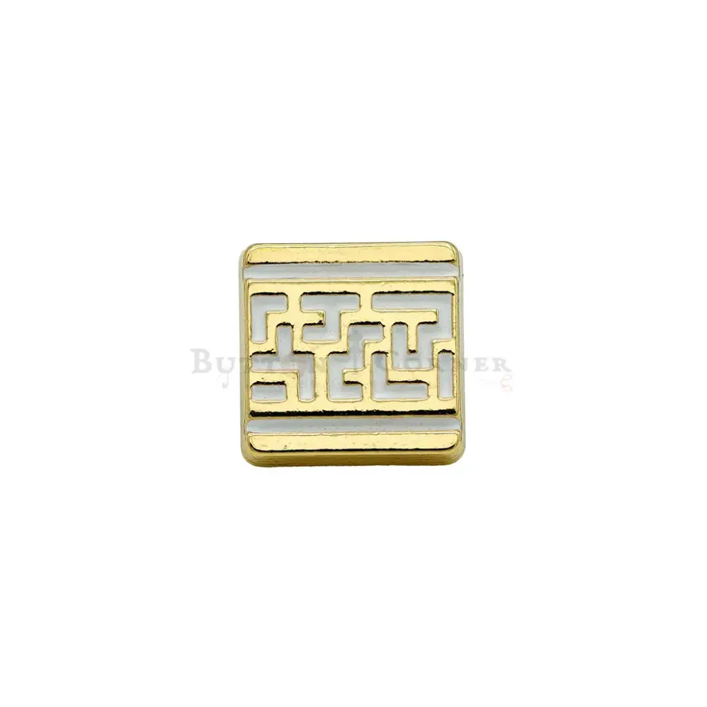 Light Gold Plated Labyrinth Maze Pattern Inlay Square-Shaped Shirt Button