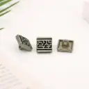 Pearl Lat Plated Labyrinth Maze Pattern Inlay Square-Shaped Shirt Button