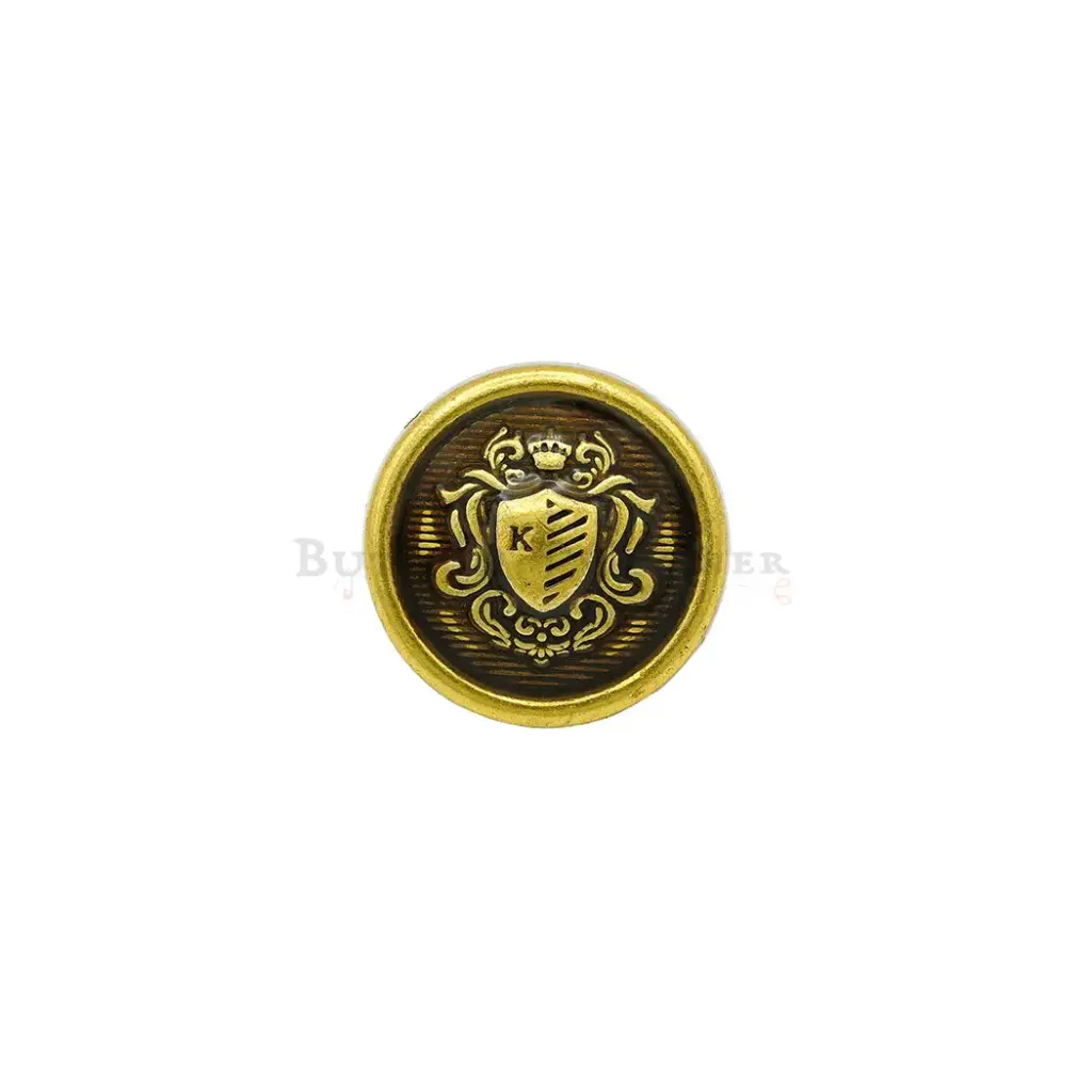 Royal Coat-of-Arms Crest with Crowned Shield Suiting Button 