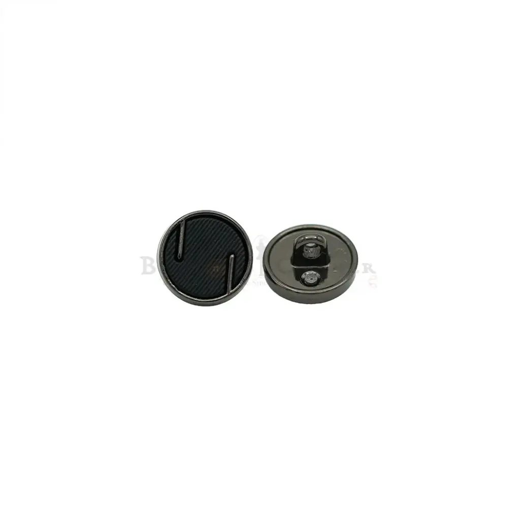 Nontoxic Gun Black Plated Risen Strip Design with Straight Grid Pattern Shirt Button