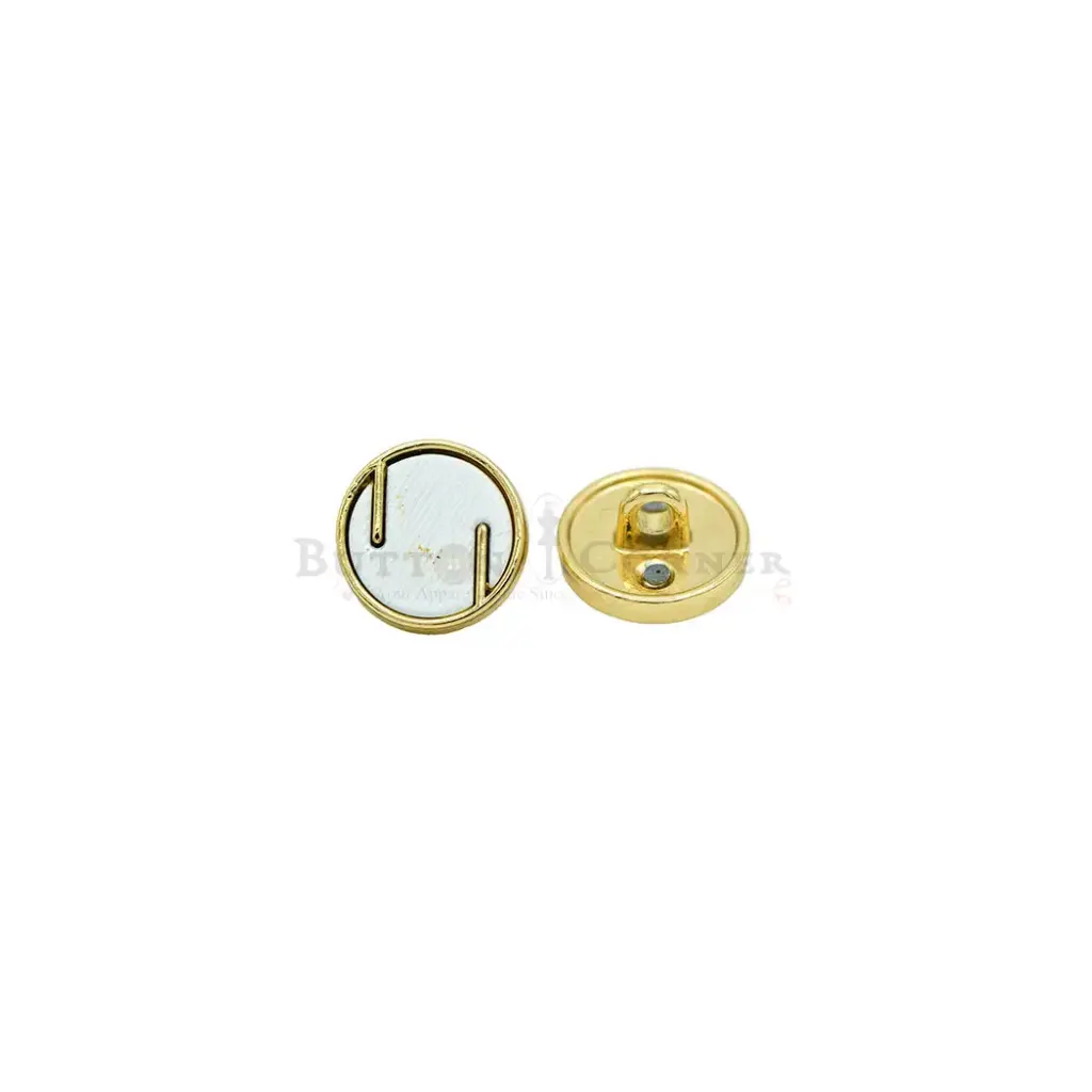 Light Gold Plated Risen Strip Design with Straight Grid Pattern Shirt Button