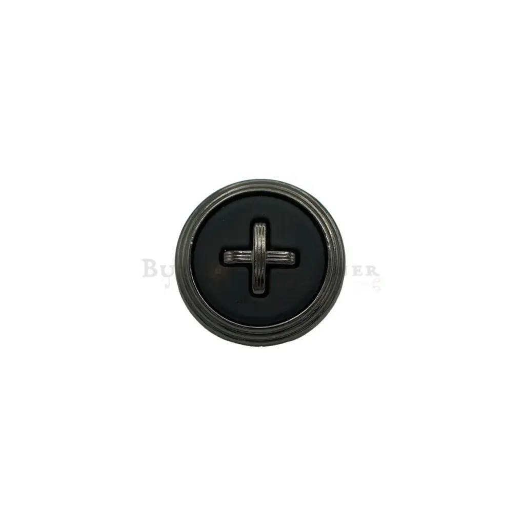 Nontoxic Gun Black Plated Geometric Cross Stitch Emblem Accent Shirt Button