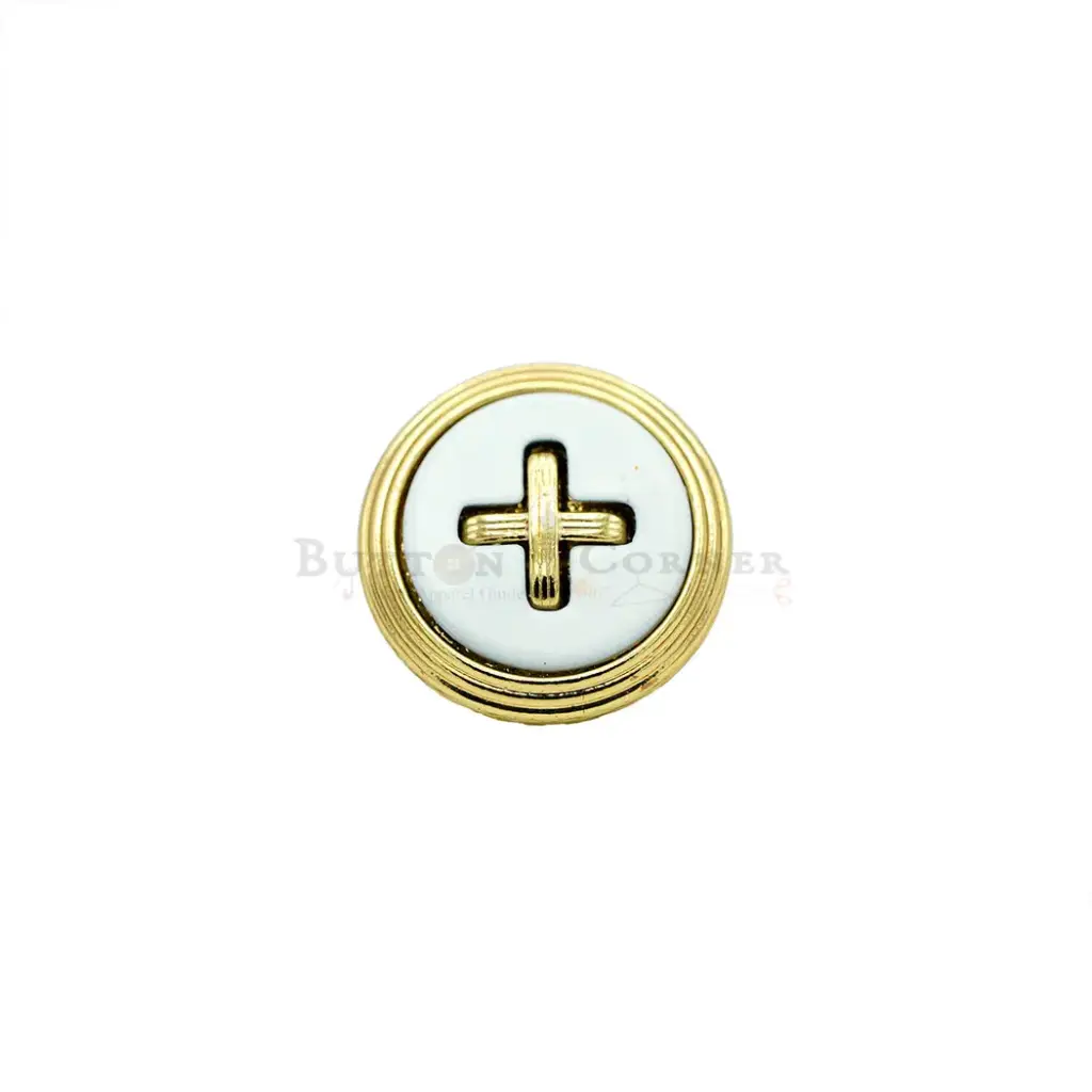 Light Gold Plated Geometric Cross Stitch Emblem Accent Shirt Button