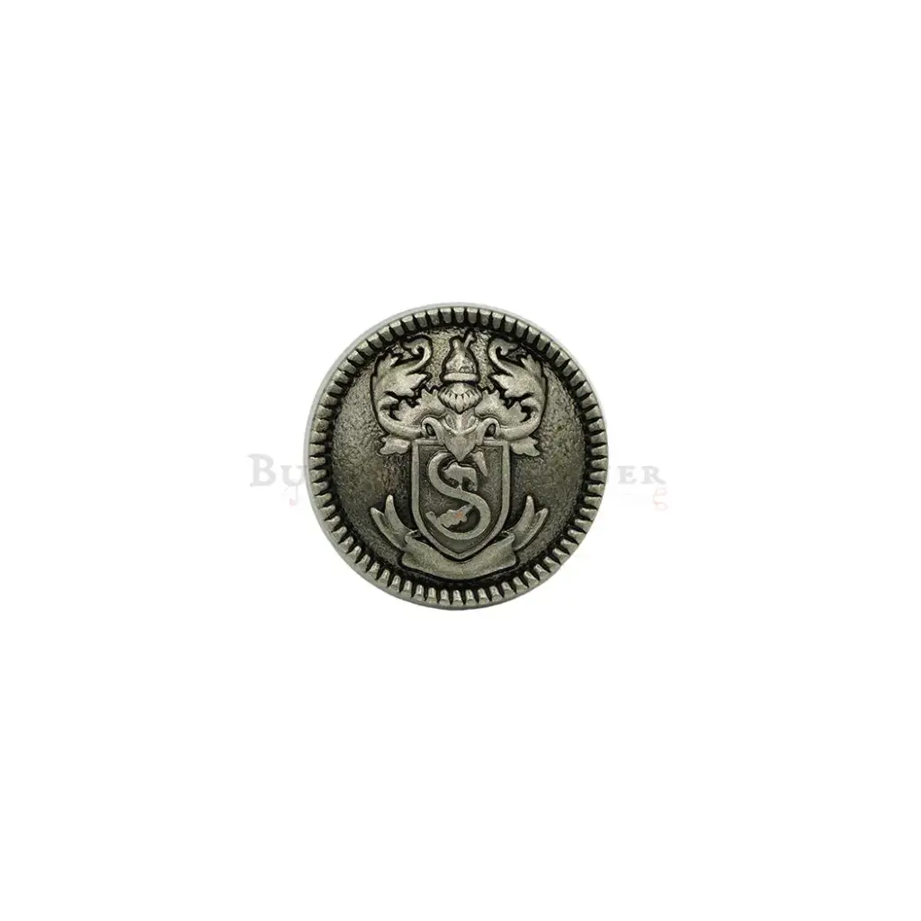 Embossed Shield & Crest Round Accent Suiting Button