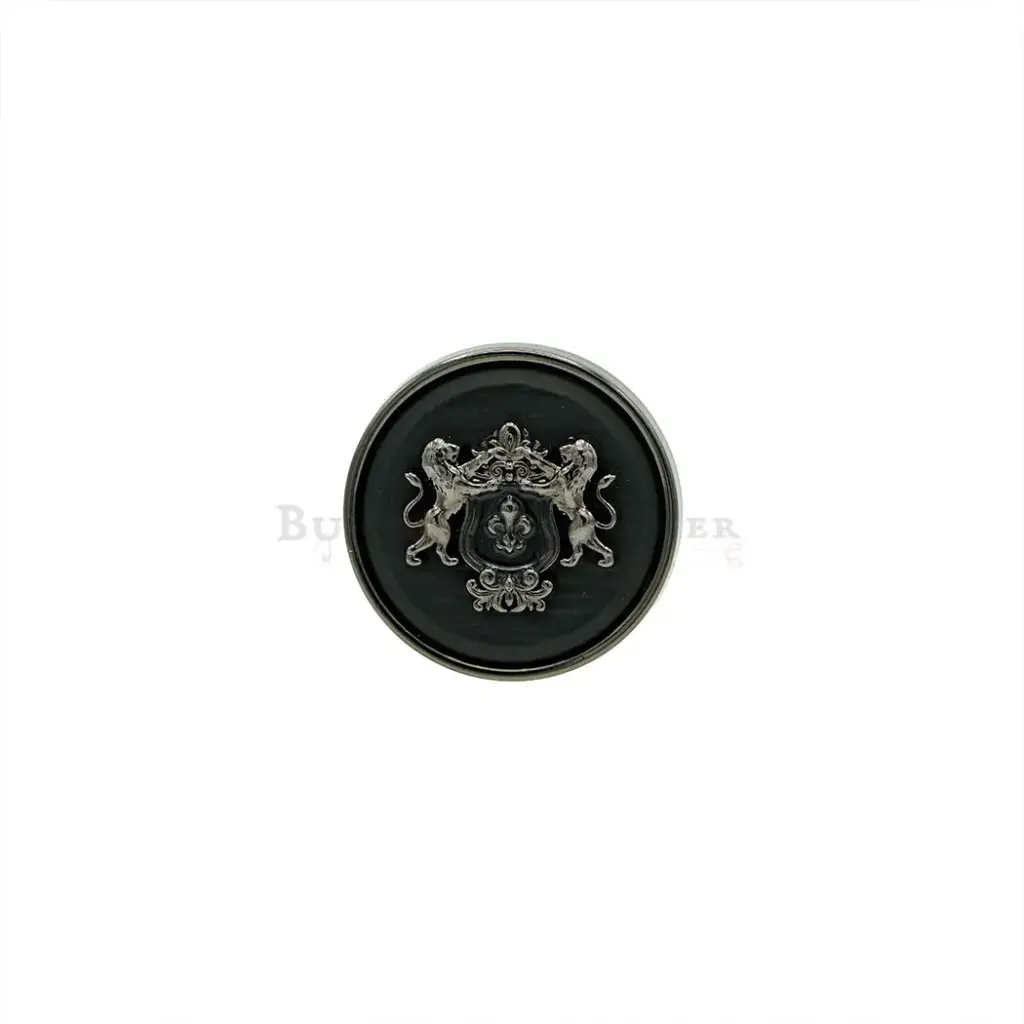 Gun Black Plated Heraldic Crest Coat of Arms Shield, Suiting Button