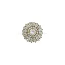 Gold Base Crown Shape with Decorative Rhinestone Accent Kundan Button