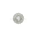 Silver Base Crown Shape with Decorative Rhinestone Accent Kundan Button