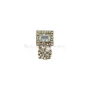 Gold Base Square Design with Flower Edge Crystal Embellishment Fancy Kundan Button
