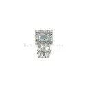 Silver Base Square Design with Flower Edge Crystal Embellishment Fancy Kundan Button