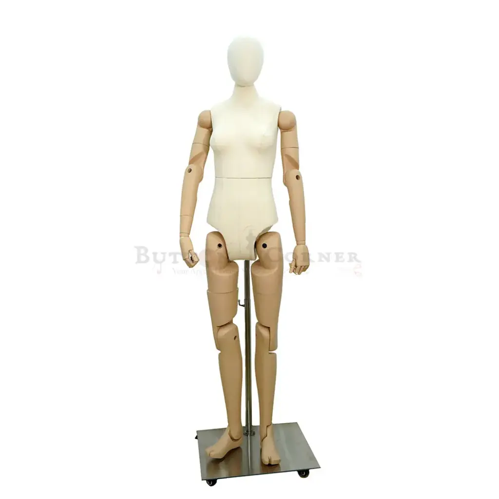 Realistic Posable Female Display Mannequin with Half-Body Fabric Covering
