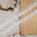 Butterfly & Flower Motif Shuttle Lace with Scallop Accent
