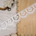 Blooming Floral Scallop Edge with Side Border Shuttle Lace