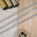 Metallic Yarn Glass Beads & Sequence Embellishment with Pearl Accent Fancy Lace