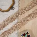 Decorative Leaf Pattern with Glass Bead Accent Fancy Lace