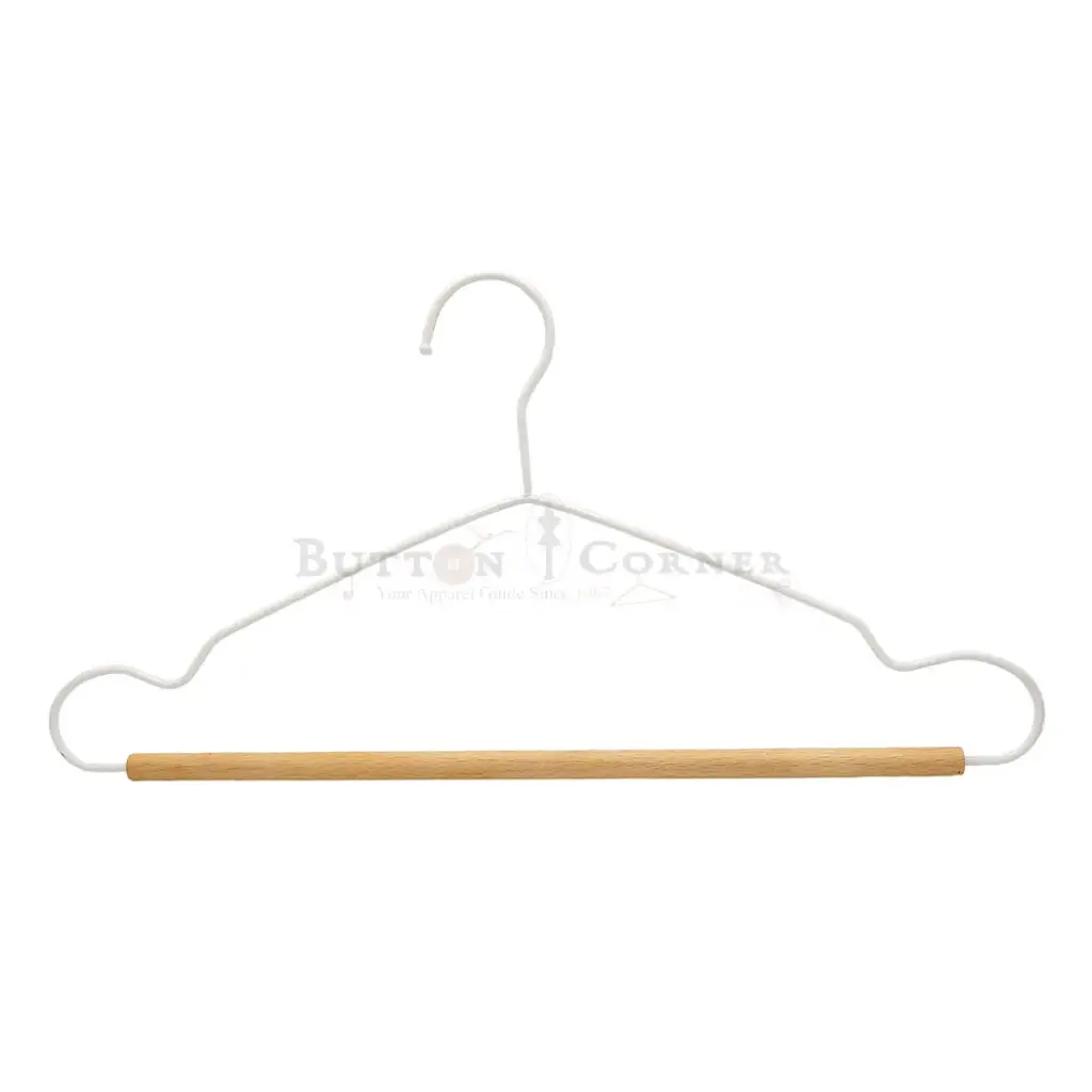 Anti-Slip Design High-Quality Metal Shirt Hanger with Wooden Trouser Bar