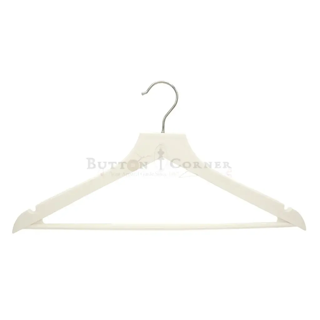 Matt Finish Plastic Shirt Hanger with Non-Slip Shoulder Notches and Pant Bar