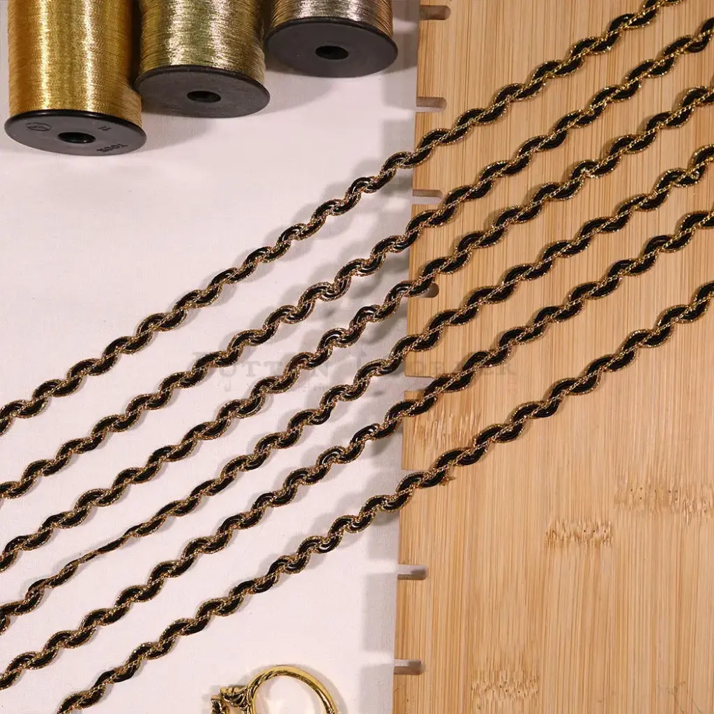 Zigzag Pattern with Shimmering Gota, Fancy Lace