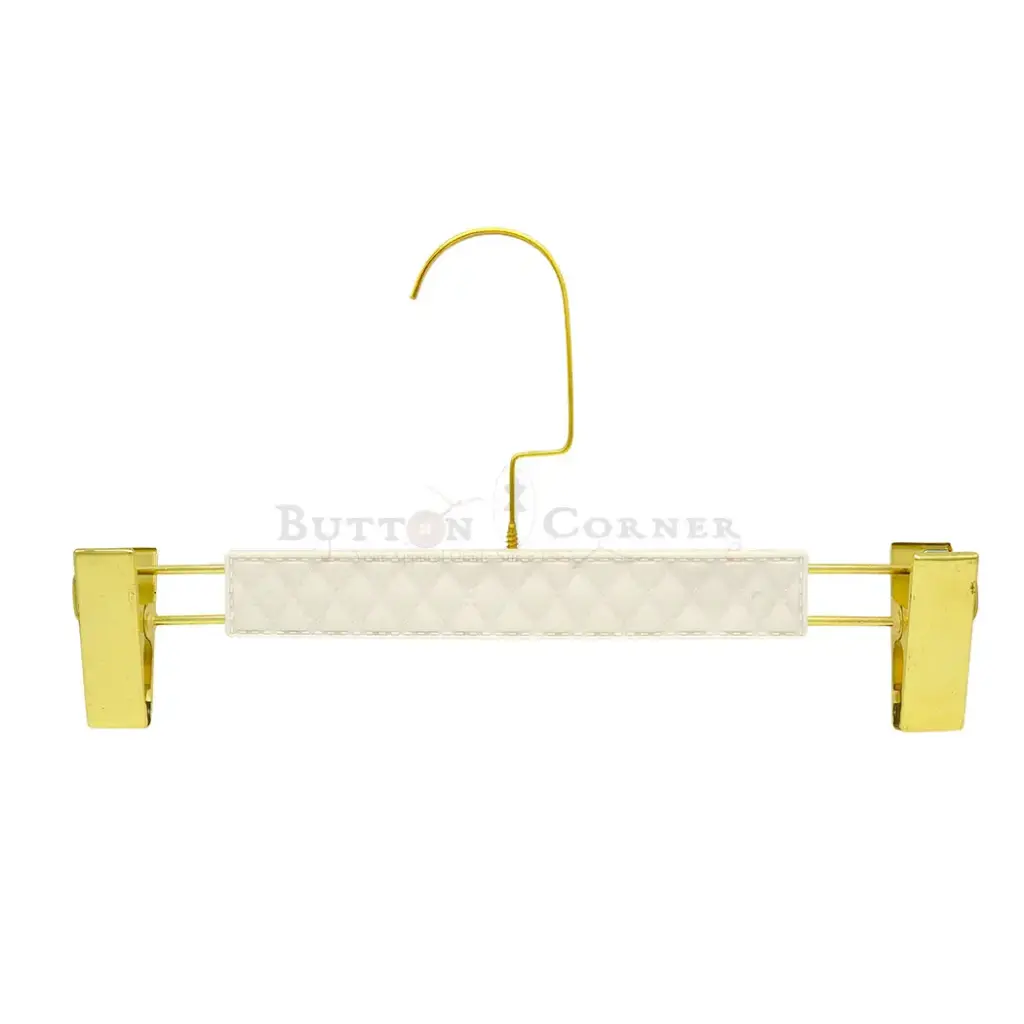 Quilted Faux Leather Textured Adjustable Clip Bottom Hanger with Gold Hook