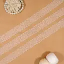 Dual Border Wave Edge with Decorative Centre Accent Embroidery Net Lace