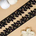 Decorative Leaf Design Shuttle Lace with Pearl Accent