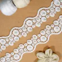 Wave Edge with Decorative Pearl Embellishment Shuttle Lace