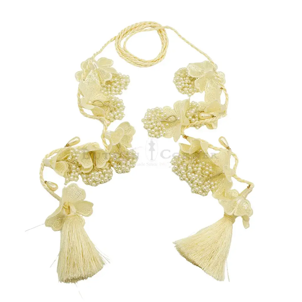 Embroidery Thread Flower Design Sequence & Pearl Tassel Cord