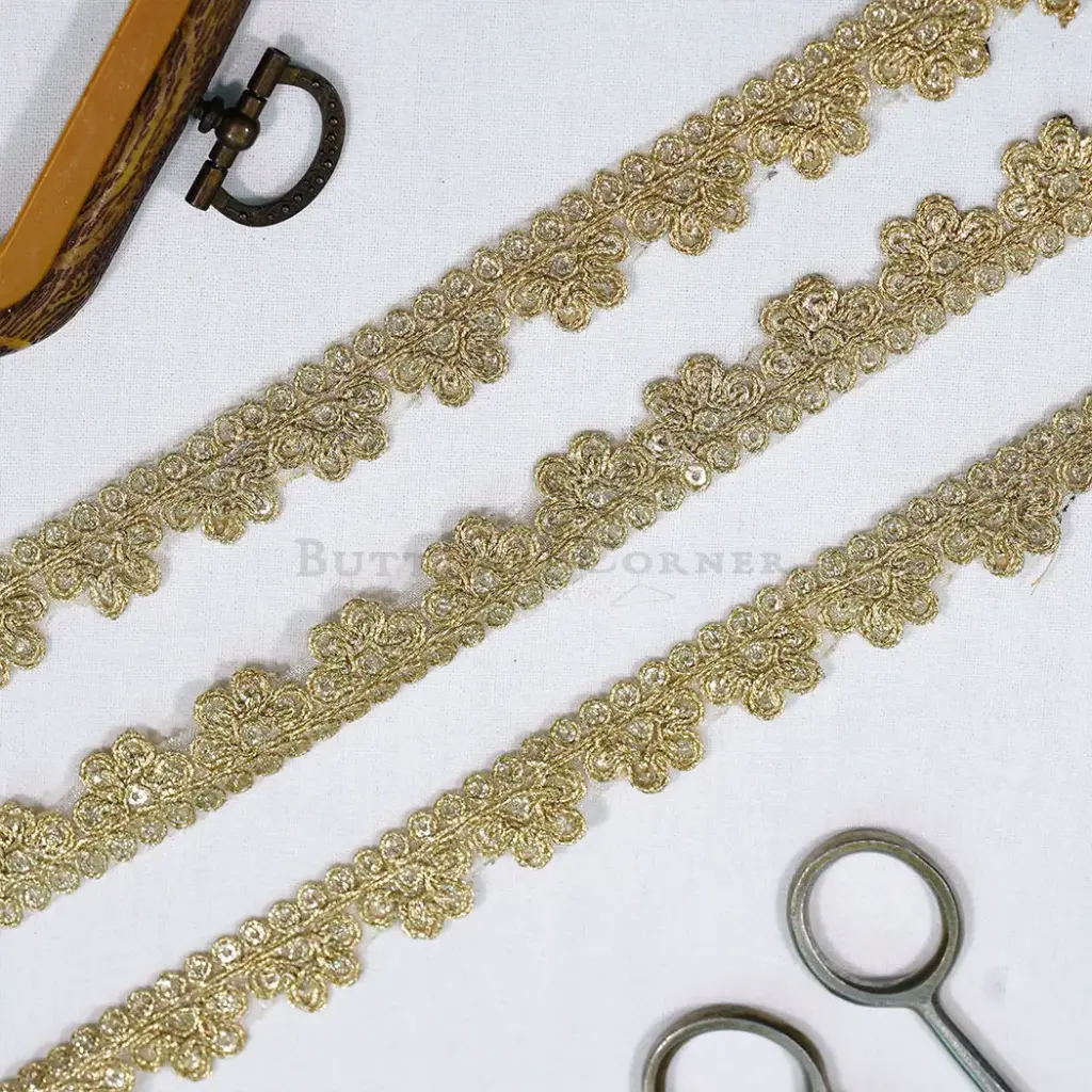 Decorative Sequence Accent Fancy Metallic Yarn Lace