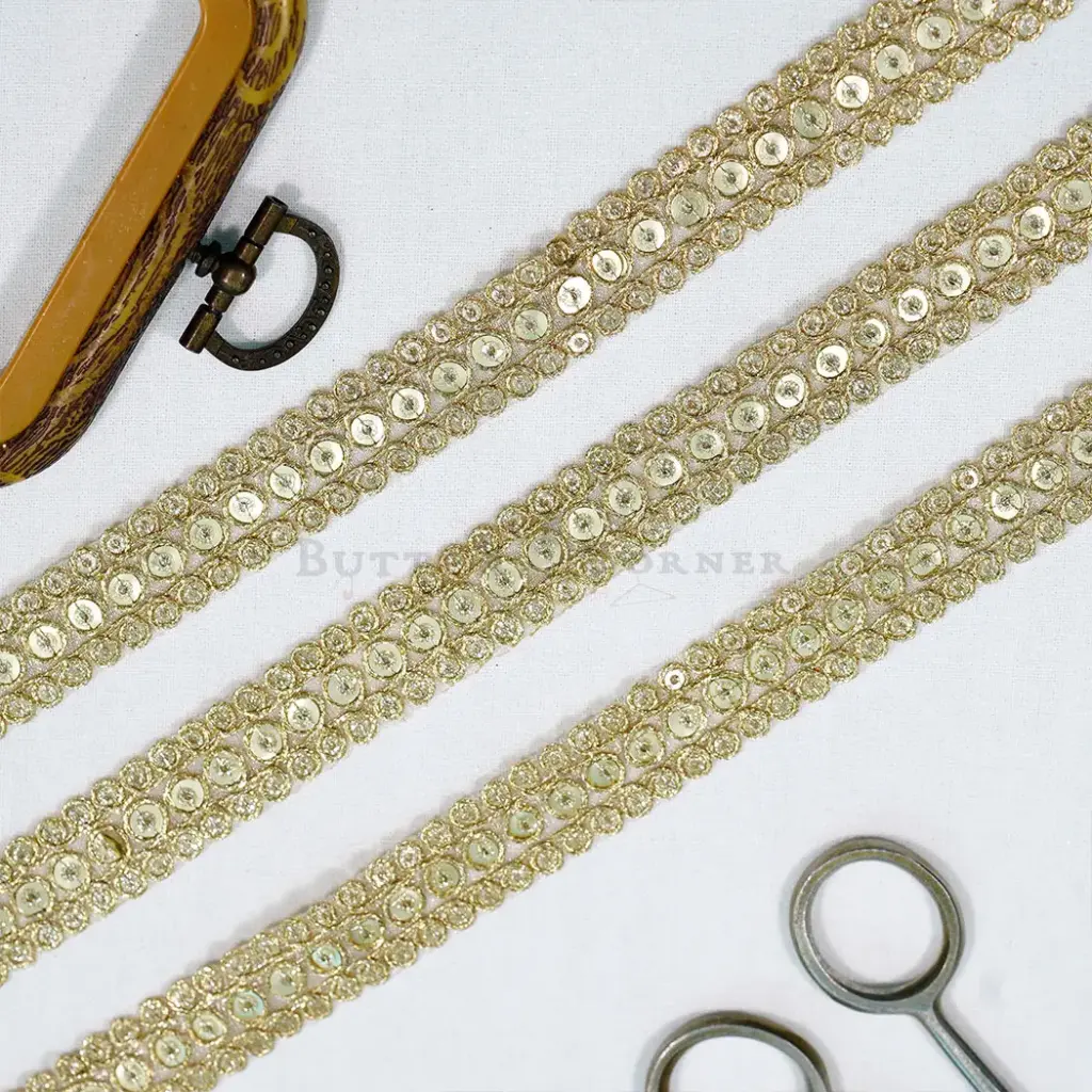 Decorative Sequence Embellishment Fancy Metallic Yarn Lace