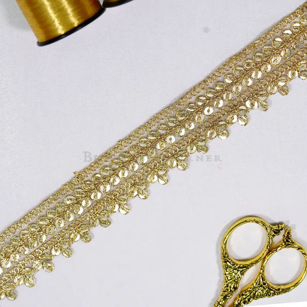 Decorative Sequence Embellishment Fancy Metallic Yarn Lace