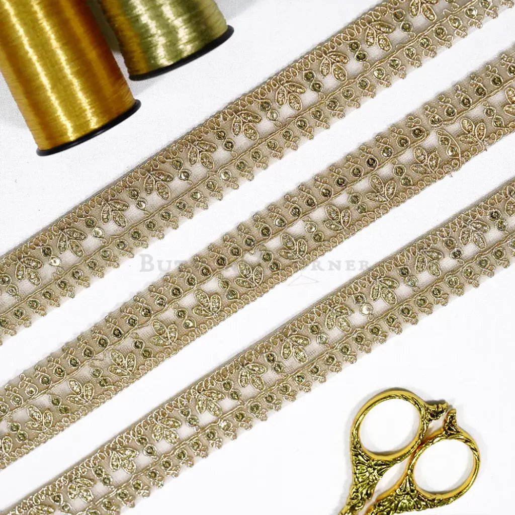 Metallic Yarn Fancy Lace with Sequence Embellishment