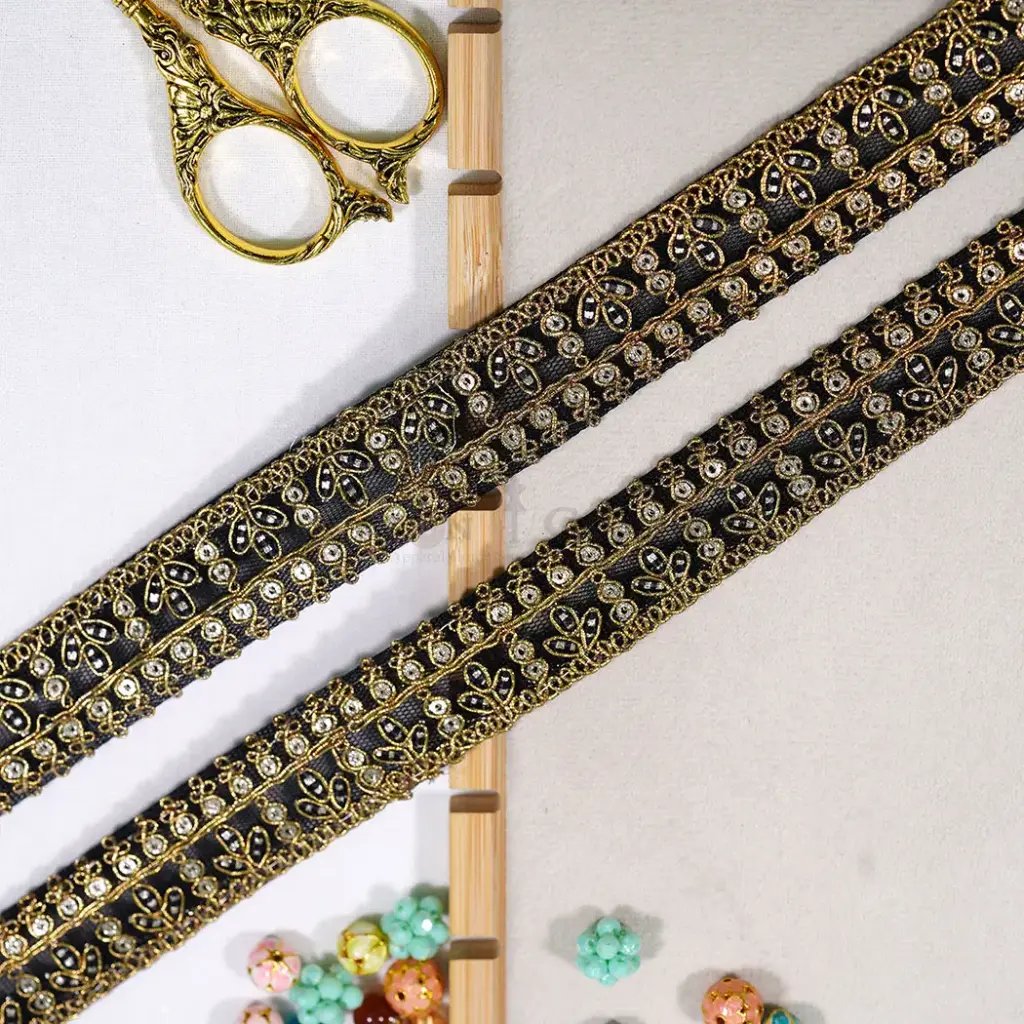 Metallic Yarn Fancy Lace with Sequence Embellishment