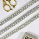 Silver Metallic Yarn Glass Beads, Sequence & Pearl Embellishment Fancy Lace