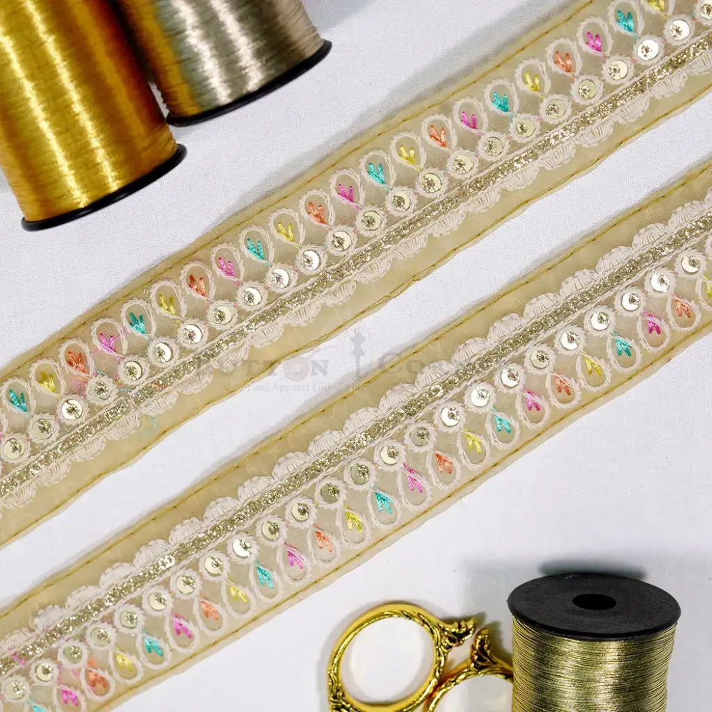 Metallic Yarn & Sequence Accent Fancy Lace