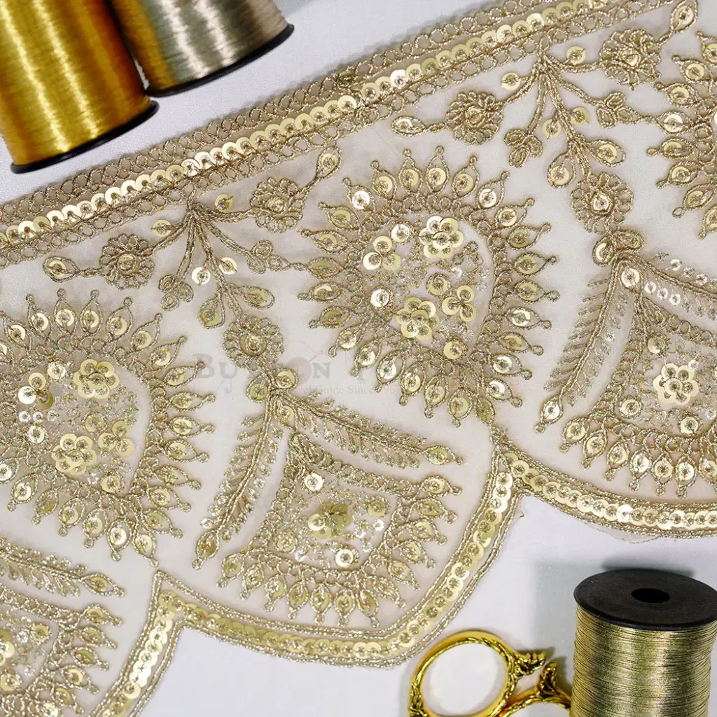 Fancy Metallic Yarn Sequence Lace