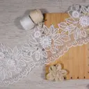 Blooming Blossom Design Organza Lace Embellished with Pearls