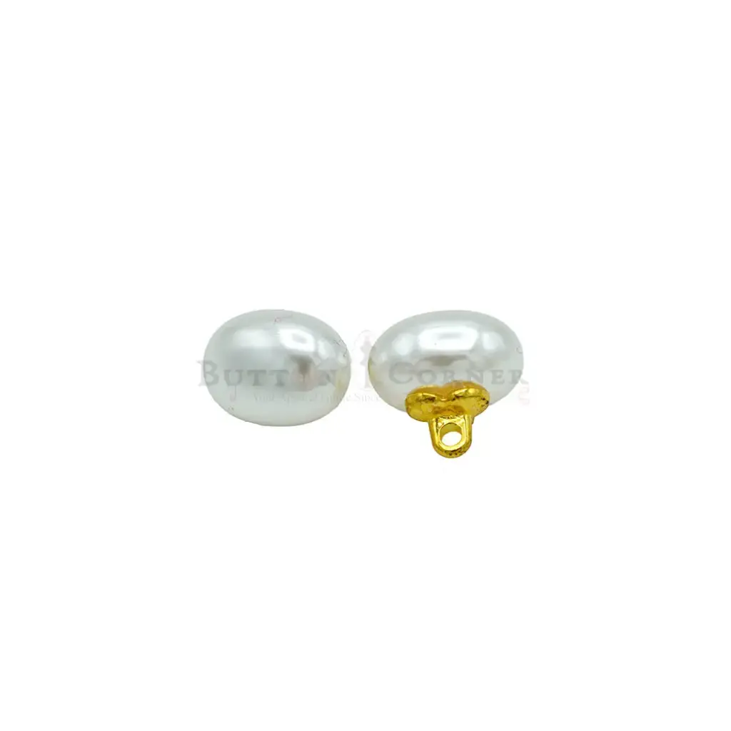 High-Luster Oval-Shaped Cabochon Pearl Shank Button