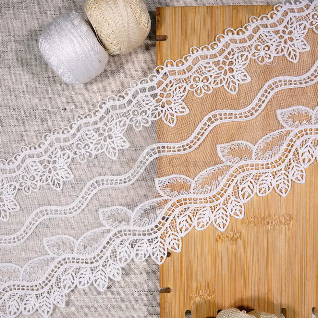 Leaf & Flower Design Embroidery Net Lace