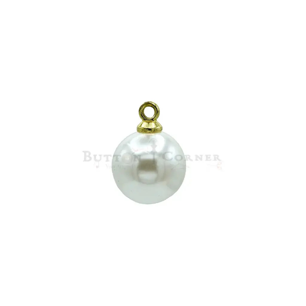 ABS Imitation High-Light Round Pearl Pendant in Small Gold Loop