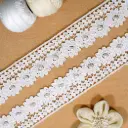 One Side Border Shuttle Lace with Pearl Accent