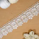 One Side Border Shuttle Lace with Pearl Accent