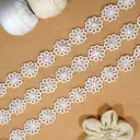 Floral Pattern Pearl Accent Shuttle Lace 