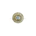 Oval Centre Circular Baguette & Micro-Pave Studded Gold Base Kundan Button