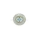 Oval Centre Circular Baguette & Micro-Pave Studded Silver Base Kundan Button