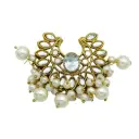 Antique Gold Kundan & Pearl Cluster Decorative Button