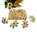 Antique Gold Kundan & Pearl Cluster Decorative Button