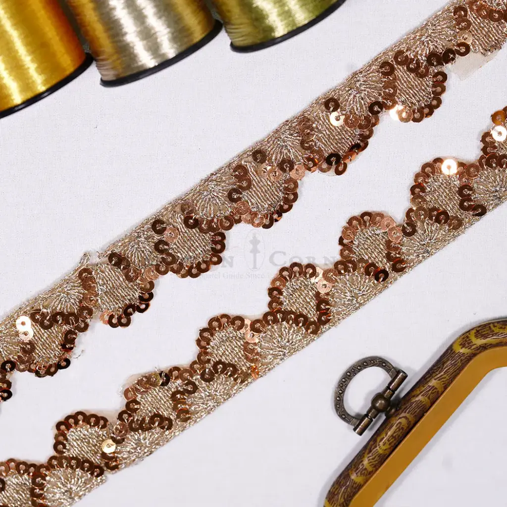 Decorative Sequence Embellishment Metallic Yarn Fancy Lace