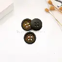 Cross Hatch Centre, Dark Rim Wooden 4-Hole Shirt Button