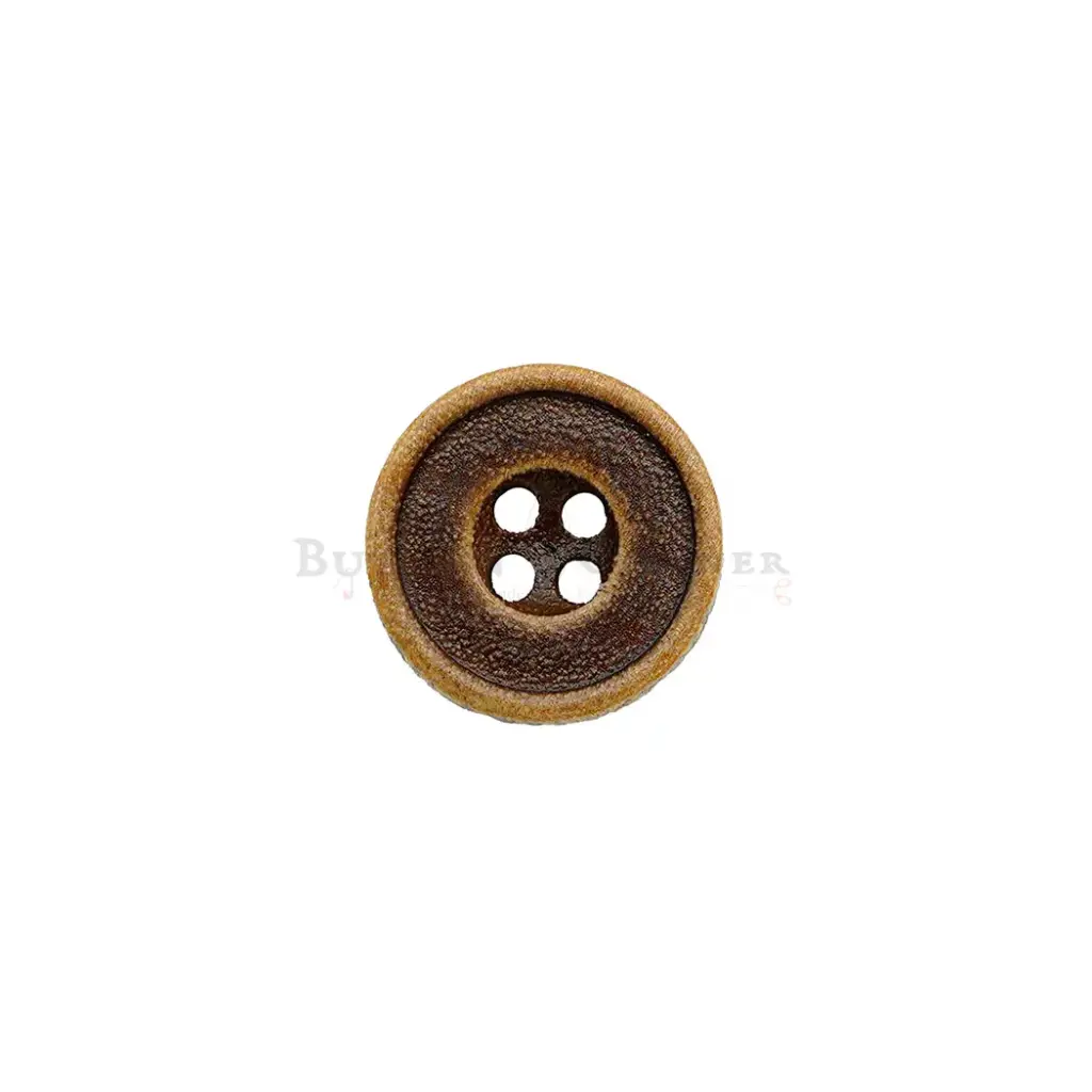 Recessed Granular Pattern 4-Hole Wooden Shirt Button