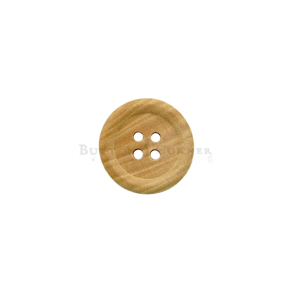 Classic Natural Tone Raised Edge 4-Hole Wooden Button
