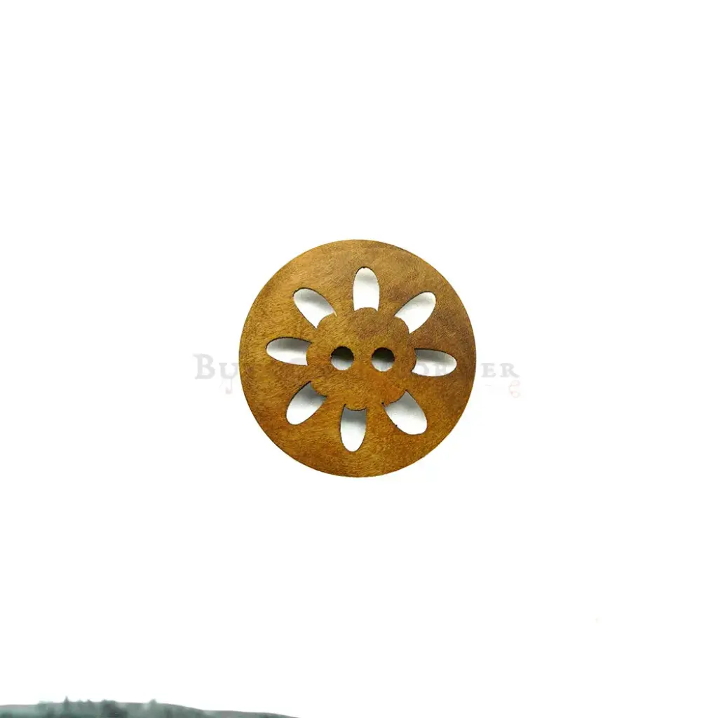 Geometric Floral Cut Design 2-Hole Wooden Button
